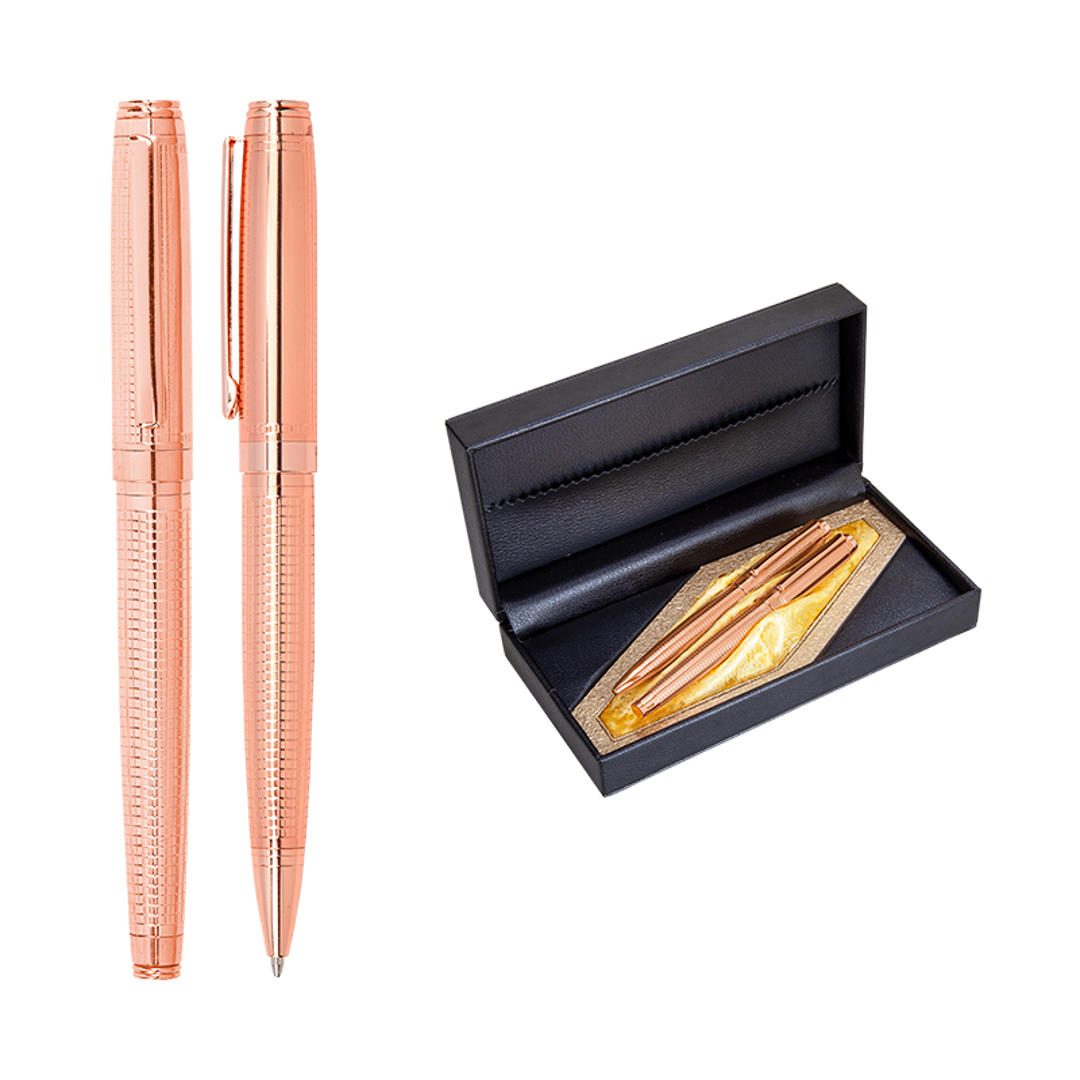 1102-RT Rose Gold Metal Roller & Tükenmez Kalem Seti resmi