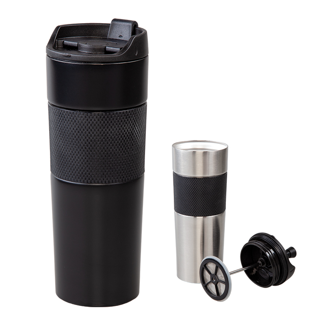 5312 Siyah  French Press Çelik Termos / 450 Ml resmi